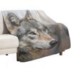 Gray Wolf Throw Blanket Warm Comfortable Blanket for Office Napping