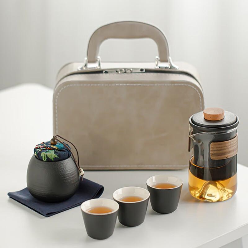 Shuixi Elegant Black Ceramic Travel Tea Set