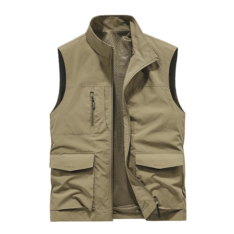 Sleeveless Vest Men's Four Seasons Middle-aged Outdoor Leisure Loose Large Size Vest European and American Sports Multi-bag Vest