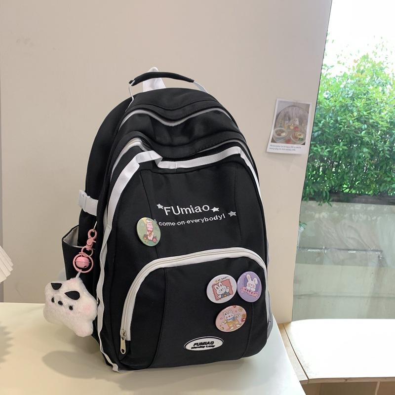 

Versatile campus backpack Large capacity middle school student schoolbag Women s durable high value college student backpack Fashion чорний