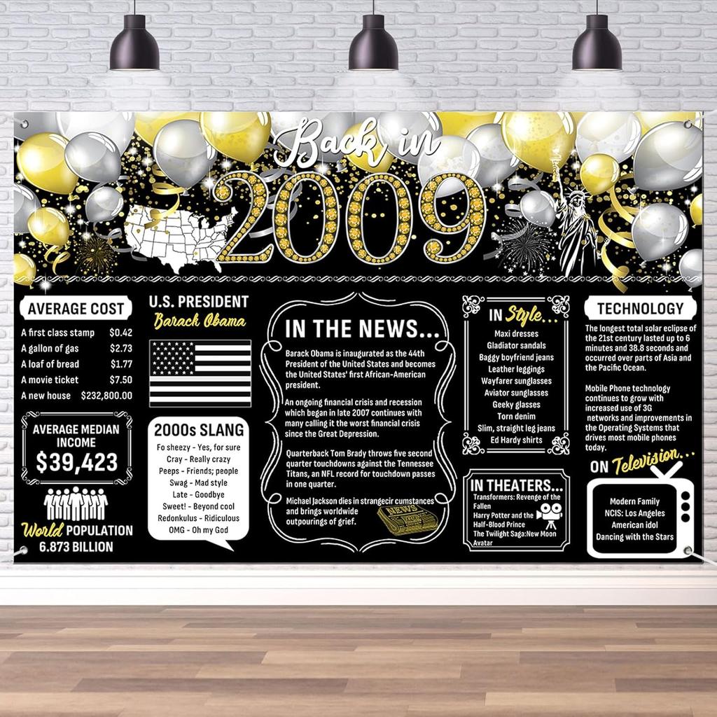 50th Birthday Black Gold Party Decoration Back In 1976 Backdrop Large Banner Birthday Party Poster Supplies Vintage 1976 Photography Background for