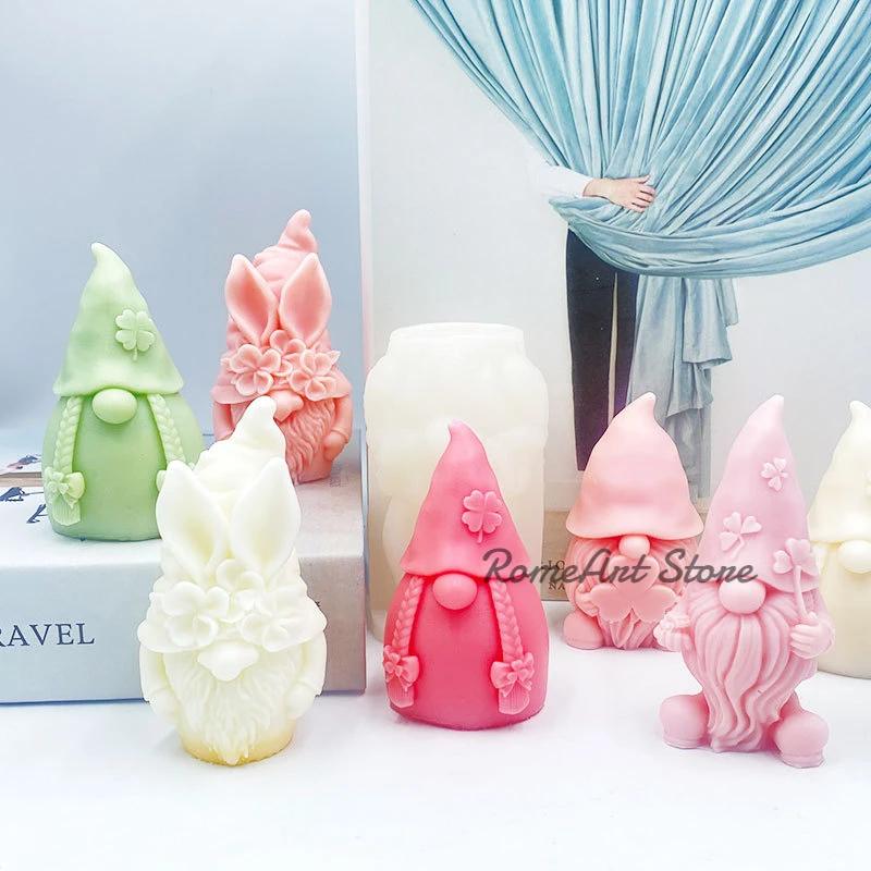 3d Dwarf Silicone Candle Mold Cute Santa Claus Portrait Crafts Resin Plaster Soap Molds Diy Chocolate Baking Tools Home Gifts