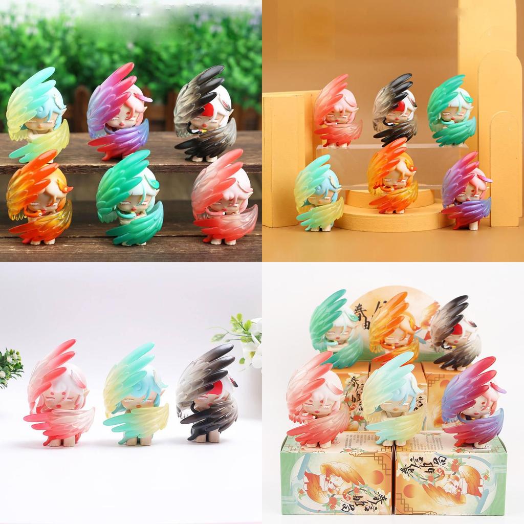 Artistic 6 Designs Mythical Bird Pvc Action Figures Parrots Blind Box Model Decorations