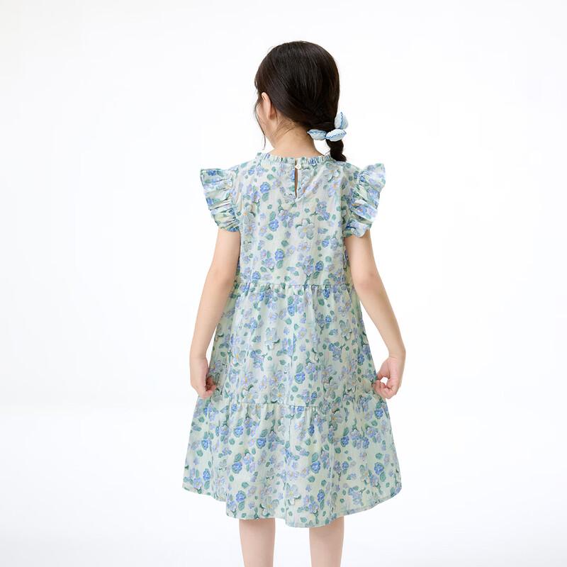 Girls' Summer Floral Ruffle Trim Flutter Sleeve Dress