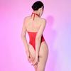 Women Halter Thong Cut Bodysuit Tops Oil Shiny Glossy Sheer See Through Backless Tights Woman Clothing Maid Leotard 5D Bodysuit