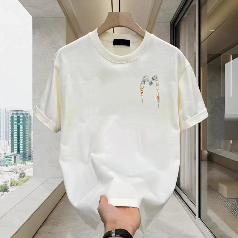 T-Shirt Top Versatile Heavy Men'S And Women'S Same Style Printed Classic Letter M Round Neck Pure Cotton Short Sleeves