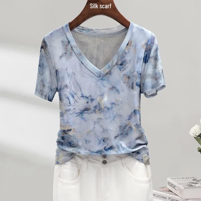

Women s V-Neck Colorblock Short Sleeve T-Shirt S
