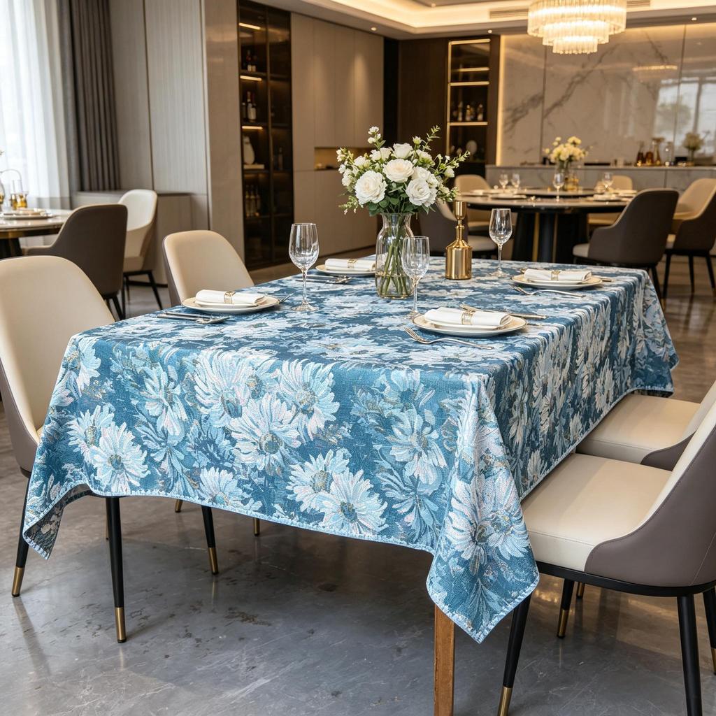 Home Kitchen Dining Party Use Durable Rectangle Washable Fabric Cotton Linen Tablecloth
