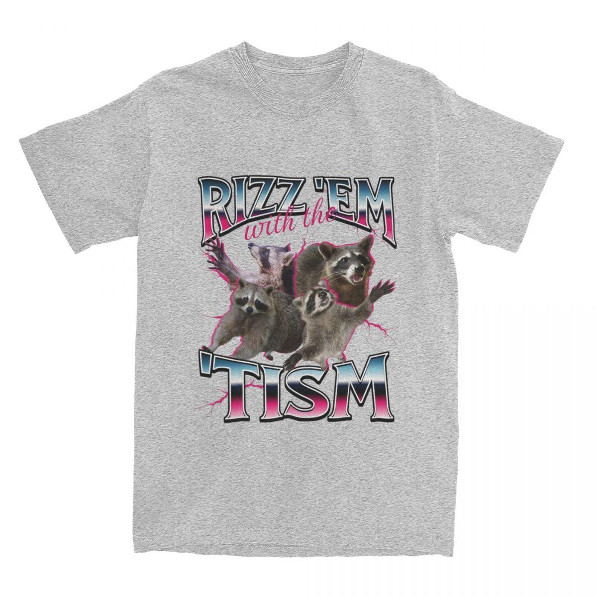 Men Women s Rizz Em Autism Racoon T Shirt Merch Pure Cotton T-shirt Clothes Fashion Tees Printed S серый 1698₽