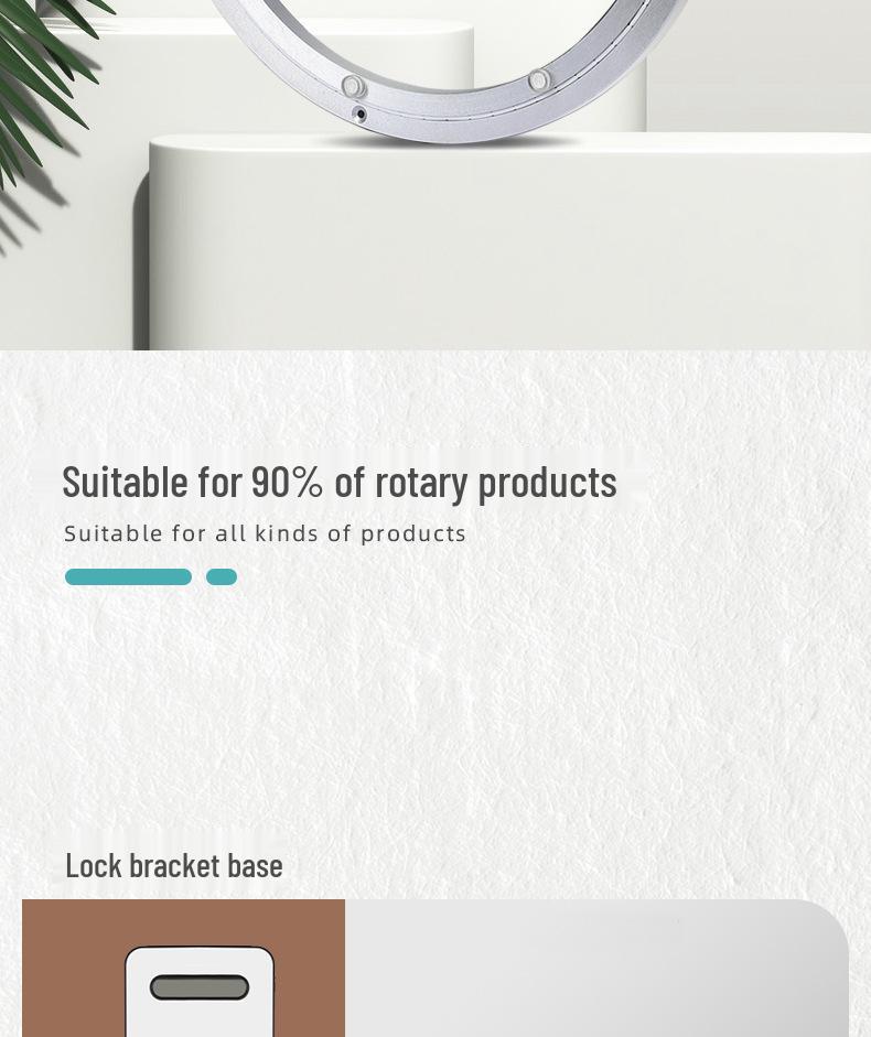 Rotating Bookshelf Display with Aluminum Turntable Base and Height-Adjustable Bearing Track