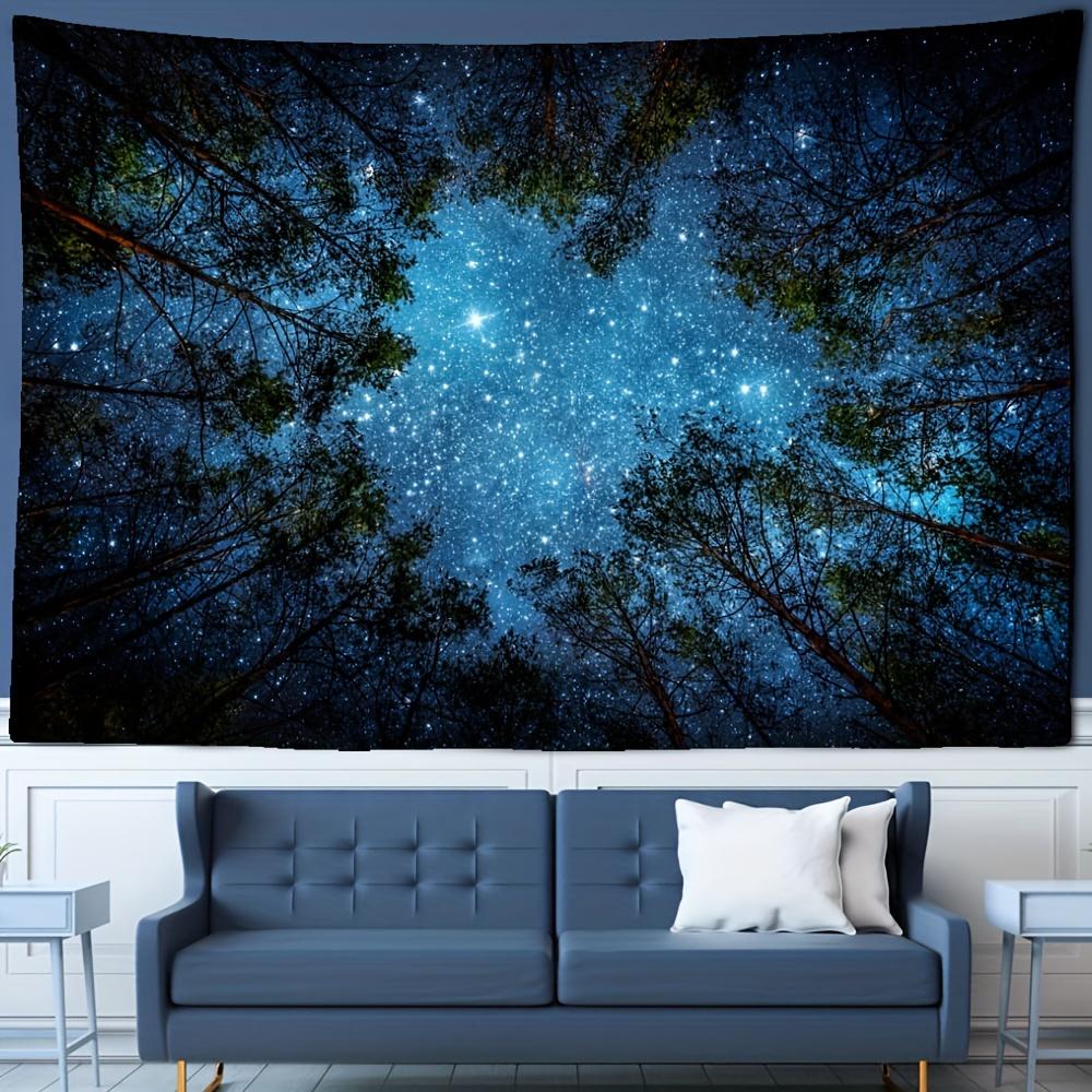 Galaxy Forest Starry Tapestry Bohemian Wall Hanging Decor with Vibrant Milky Way & Tree Silhouette Design Perfect for Bedroom