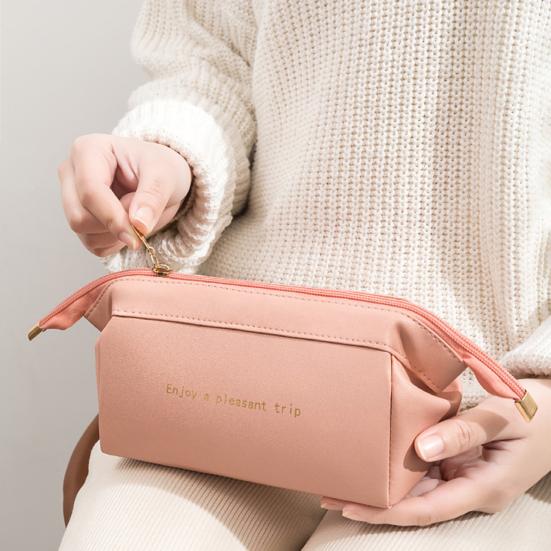 Convenient Cosmetic Organizer Smooth Surface Faux Leather Storage