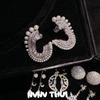 Elegant Water Drop Butterfly Knot Pearl CZ Earrings With Star Moon Pendant Women Vintage Chic Jewelry