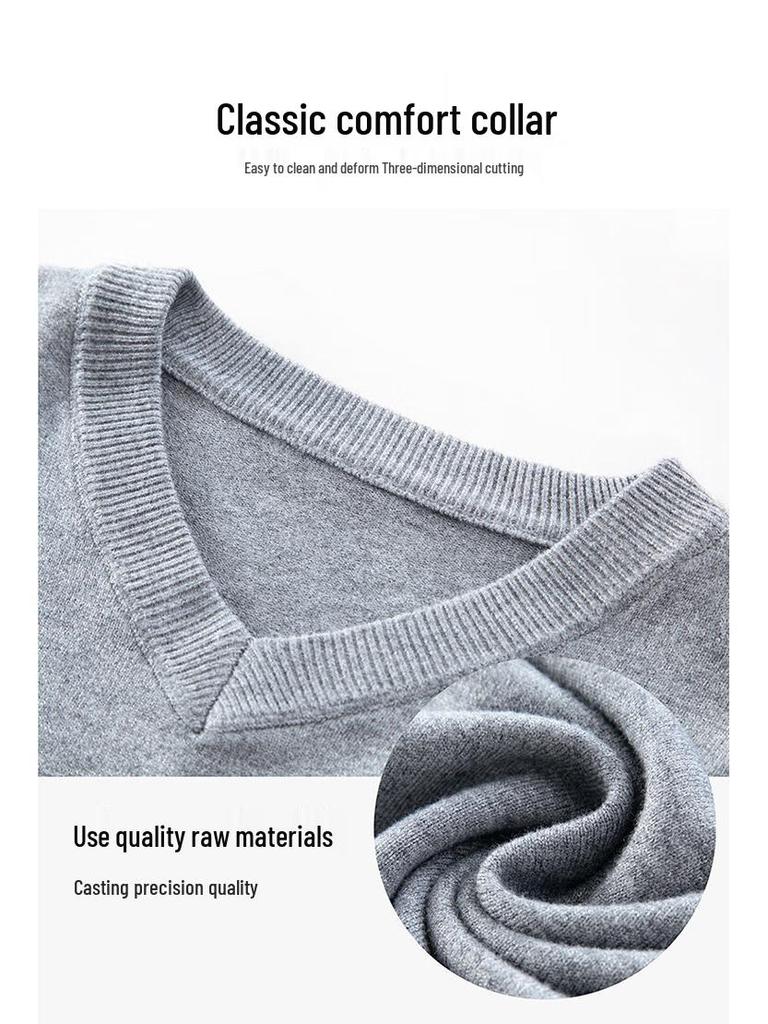 Luomeng Men's Winter V-Neck Thickened Knit Sweater WLL204