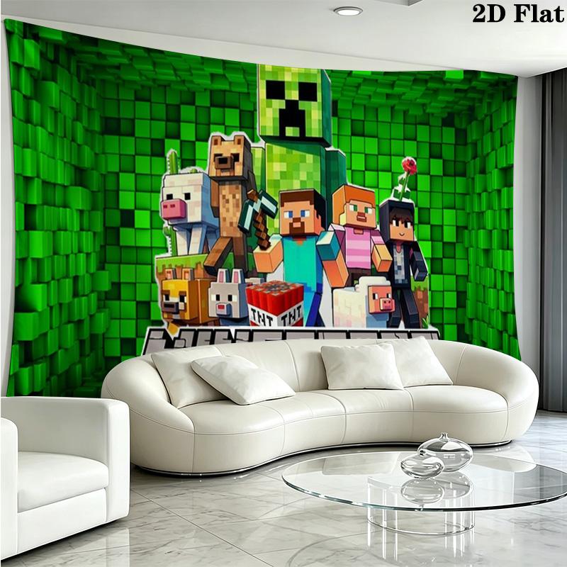 Mine World Building Wall Tapestry Aesthetic Wall Hanging Printed Fabric Blanket Decorative Tapestries for Bedroom Living Room Home Decor