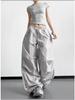 Women's Black Wide-Leg Paratrooper Pants - 2026 Spring Casual Outdoor Fashion