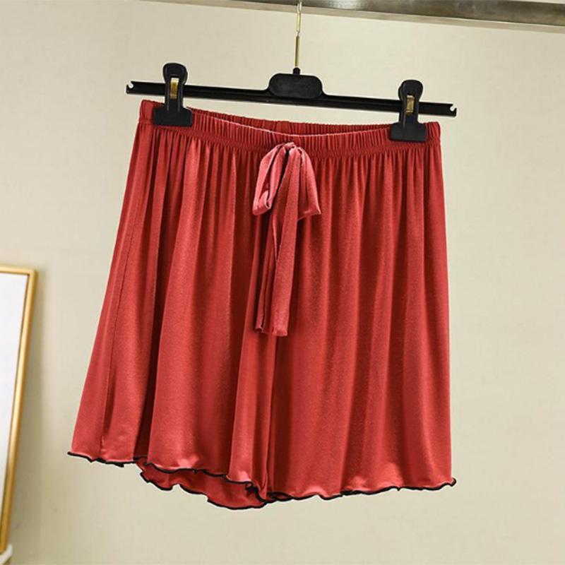 

Свободные домашние шорты, женские однотонные брюки большого размера, верхняя одежда, повседневные брюки, летние брюки из ледяного шелка с пятью точками XXXL