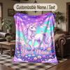Einhorn-Thema Decke mit individuellem Namen und Text Personalisierte Decke Weiche Gemütliche Decke für Zuhause Sofa Bett