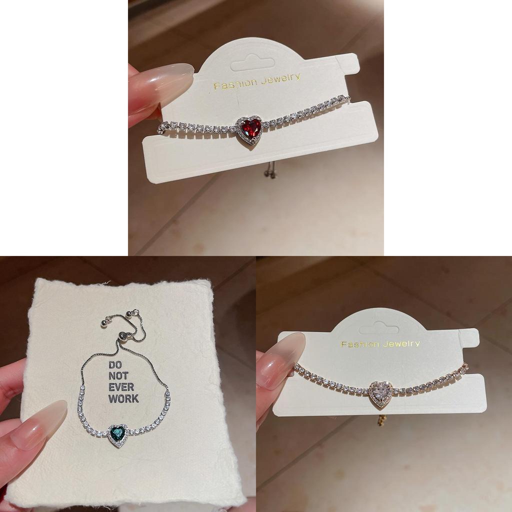 European Style Ladies Heart Pendant Bracelet With Cubic Zirconia For Gift And Office Wear