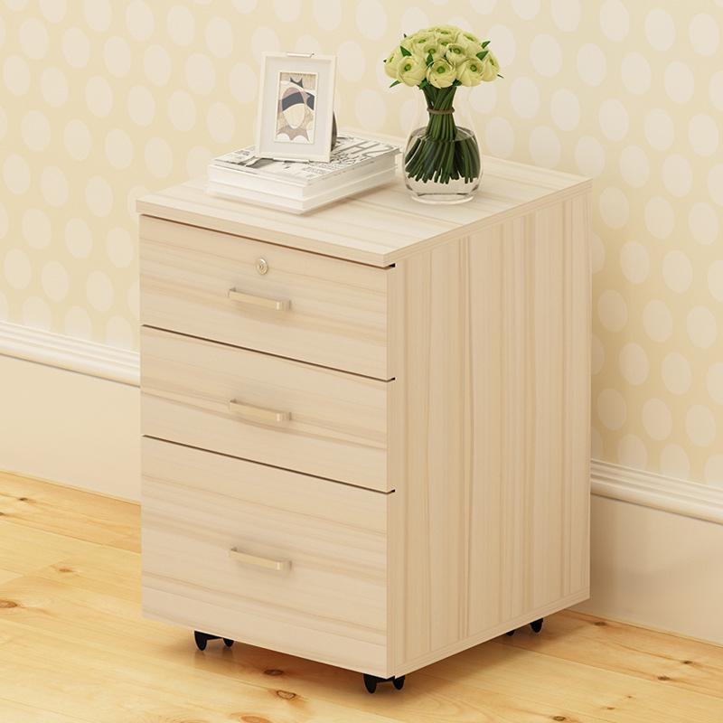 Mobile Lockable Filing Cabinet with Three Drawers - Floor-standing Storage for Office or Bedside