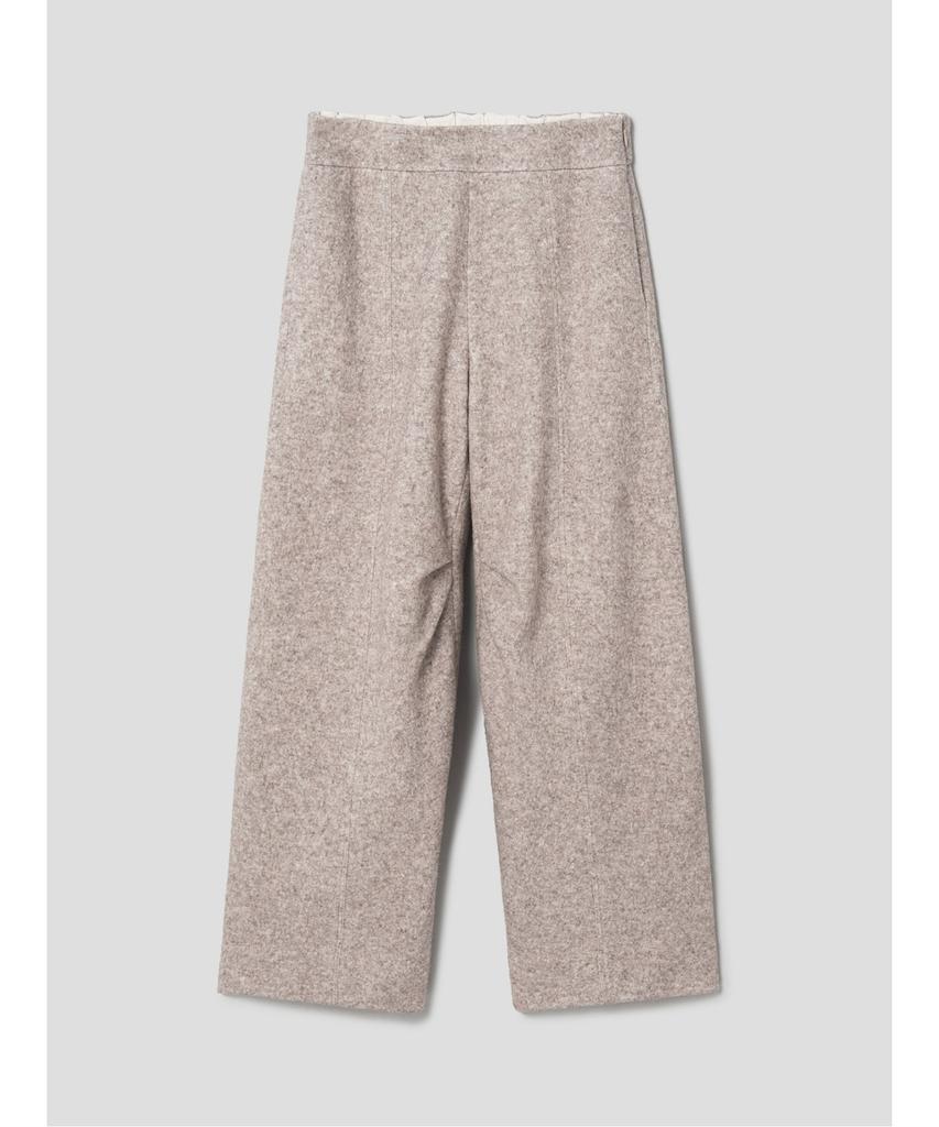 Anggae Melange Wool Blend Curved Pants Ivory