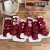 Boots Still Cotton Socks Cover Red Bow New Year Christmas Stacking Socks Lolita Warm Calf Socks