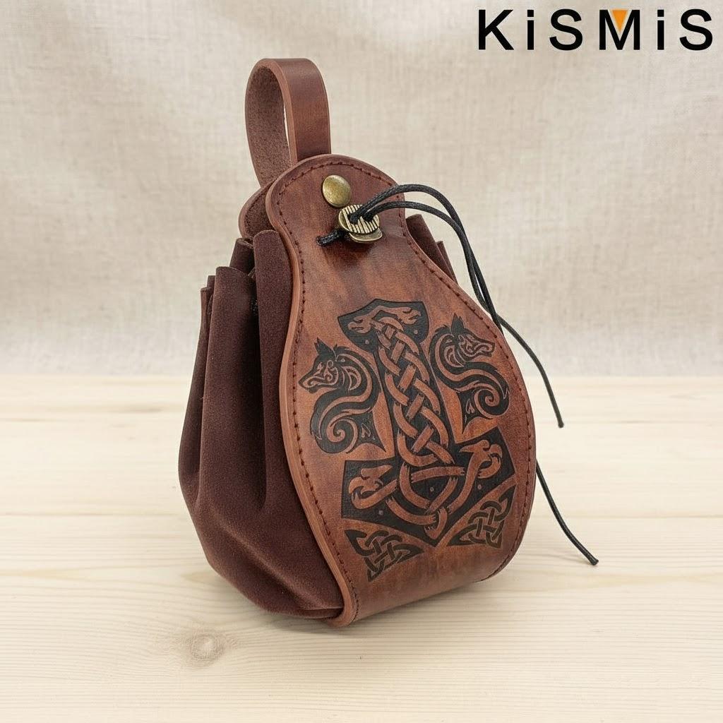 

Genuine Leather Dice Bag Tray 5 Celtic Designs Drawstring Pouch D&D RPG Gift Ideas Coin Purse