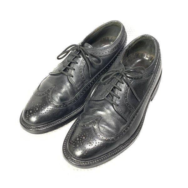 70s-80s Vintage/FREEMAN/Long Wingtip Business Shoes/7E/25.5cm/Black/(USED)