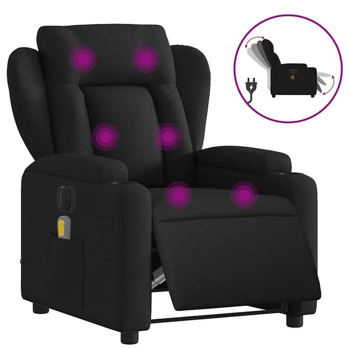 VidaXL Electric Reclining Massage Armchair Black Fabric 3204472