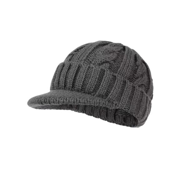 Short Brim Knitted Hat for Men Winter Warm Fleece Lined Thick Cable Knit Cuff