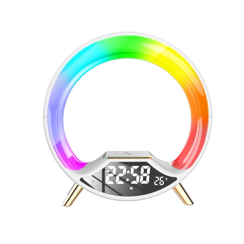 New 3 in 1 Multi-function Night Light with Wireless Charging Bluetooth Speaker Smart Alarm Clock Atmosphere Light for Bedroom