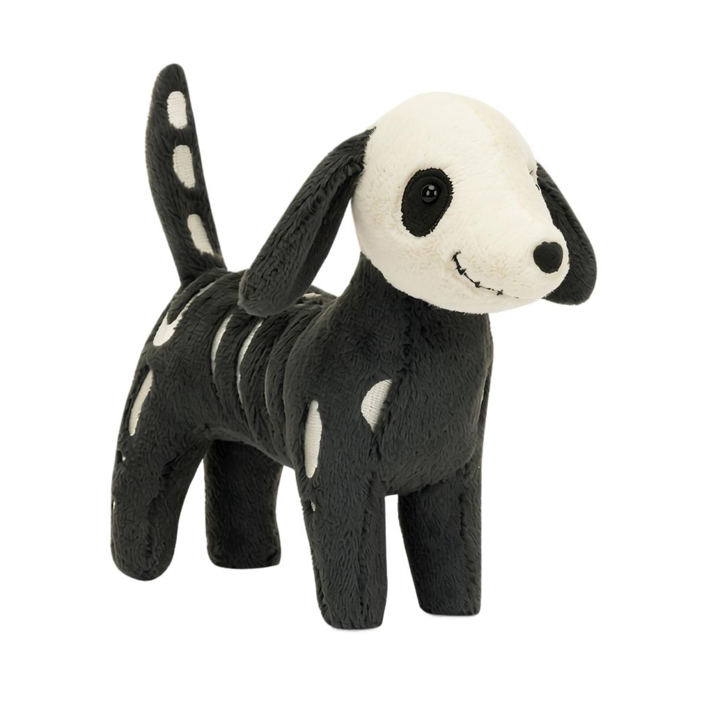 Plush Halloween Skeleton Dog Stuffed Animal Soft Toy with Stitching Details and Standing Pose for Seasonal Decoration or Collectible