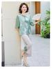 Mom's Stylish 2026 Chinese-Style Short-Sleeve Two-Piece Set for 50+ Women
