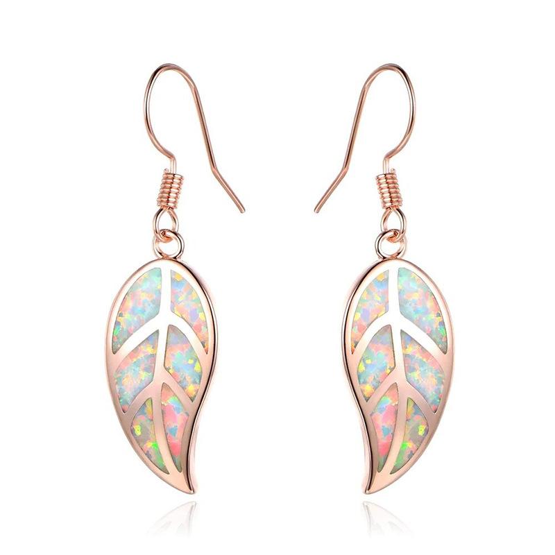 1 Pair, Rose Gold, Small Fresh, Pastoral, Leaf Earrings.