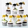 Acrylic Happy Graduation Cap Cake Toppers Black Gold Bachelor Hat Cap Cake Decoration  Birthday