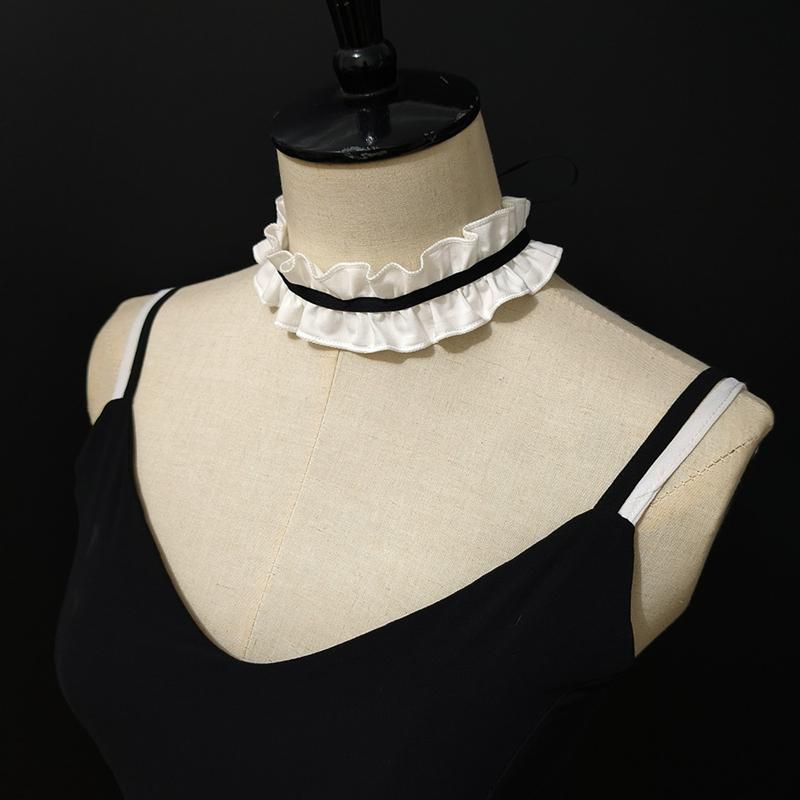 Perfect Match Neck Decoration Fake Collar Women Ribbon Ruffled Neck Stand Ruff Collar Tie Girl Cosplay Necklace Accessories