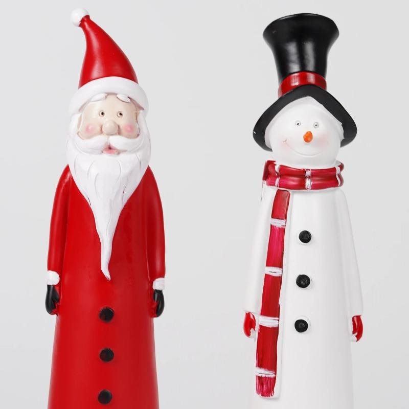 Vintage Christmas Home Decor Santa Claus and Snowman Decorative Ornaments Suitable for Indoor or Lawn Resin Craft Doll Ornamen