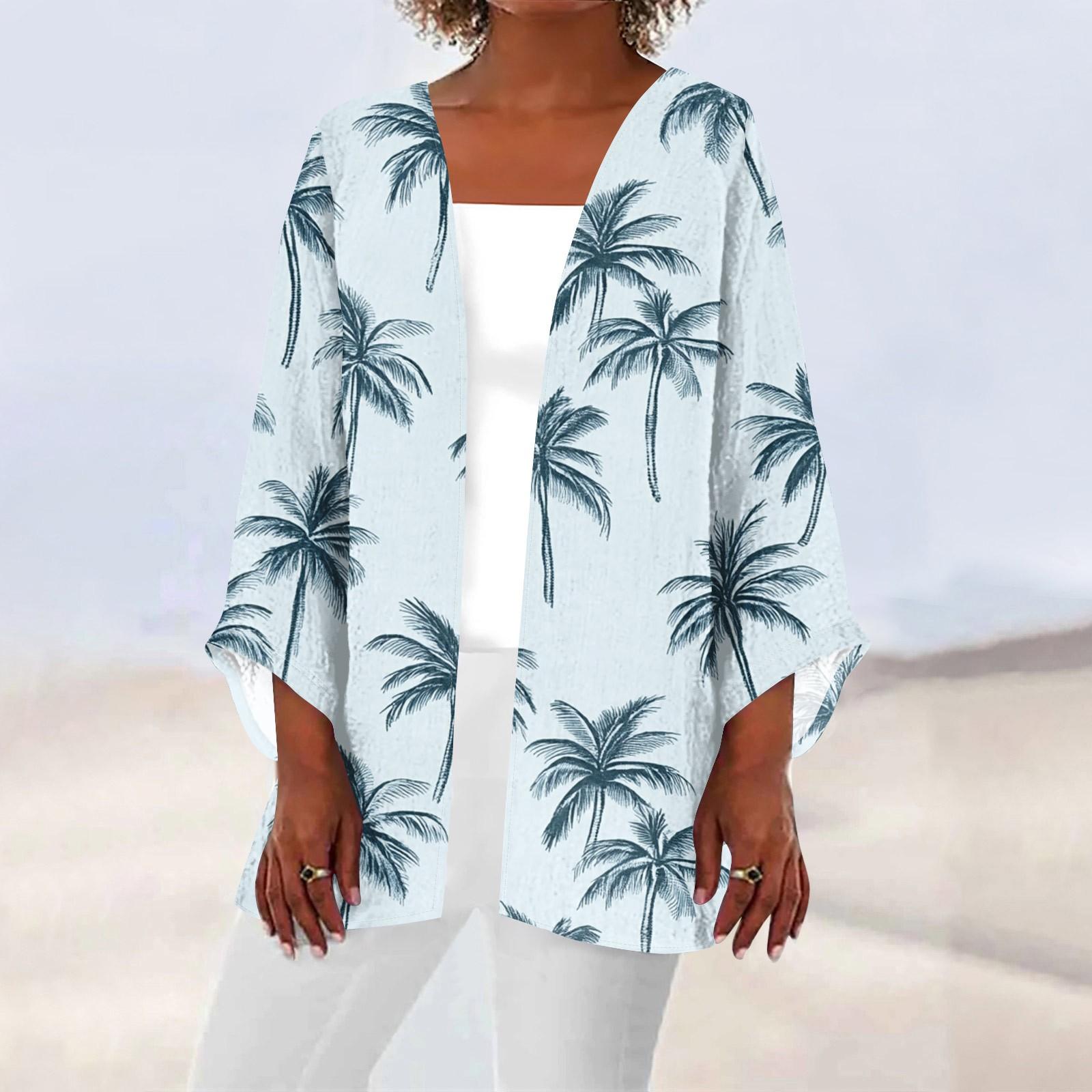 

Женская повседневная модная пляжная легкая куртка средней длины с принтом «Океан-Три» S