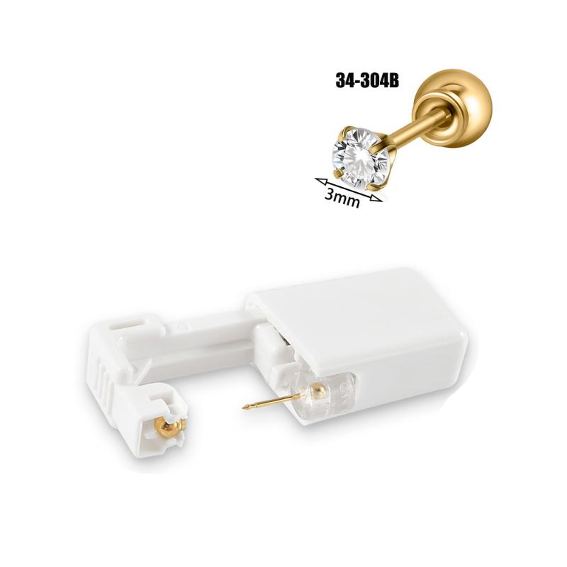 Strumento monouso per piercing all'orecchio in acciaio inossidabile Orecchini Fiore Farfalla Base Sfera con Pietra di Zircone Pistola per Orecchie monouso