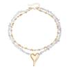 Fashionable Natural Stone Heart Pendant Necklace Adjustable Length Neckchain Lightweight Jewelry For Casual Or Party