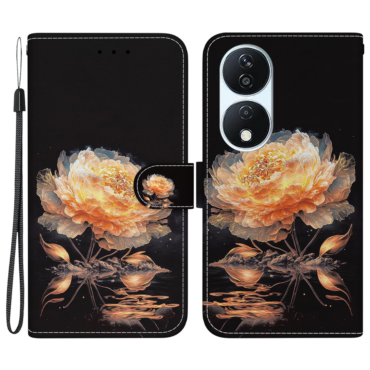 

For Honor X7b 4G/90 Smart/Play 50 Plus 5G Phone Case with Strap PU Leather Cover C