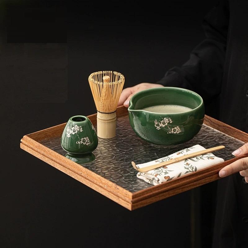 Azure stone Matcha Handmade Home Easy Clean Tea Set Tool Stand Kit Bowl Whisk Scoop Gift Ceremony Traditional Chinese Accessorie