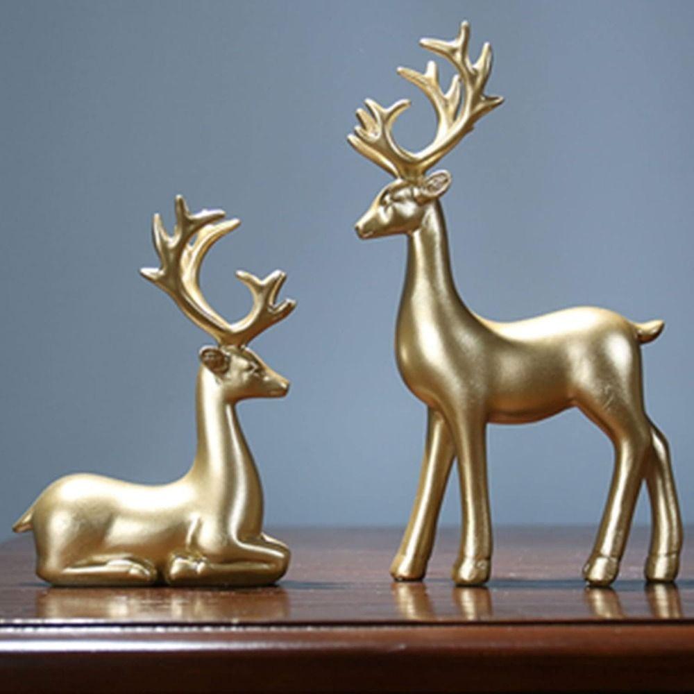 Creative Deer Desktop Ornament Modern Cute Christmas Deer Statue Sitting/Standing Position Exquisite Elk Figurine Office Desktop