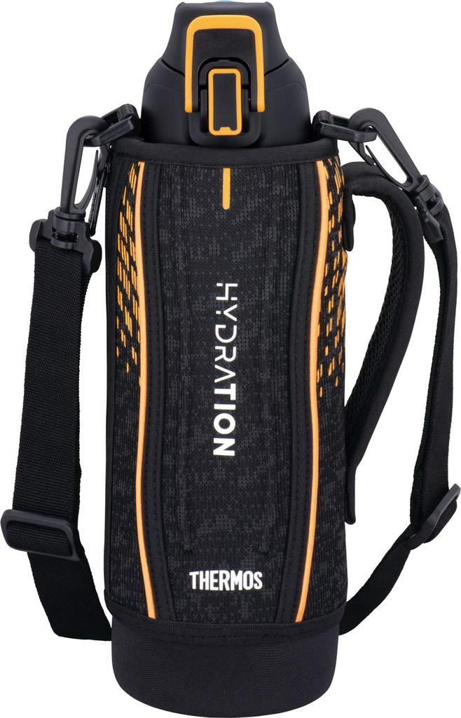 Thermos Water Bottle Vacuum Insulated Sports Bottle 1L Black Orange Cold Storage Only BKOR FHT-1001F
