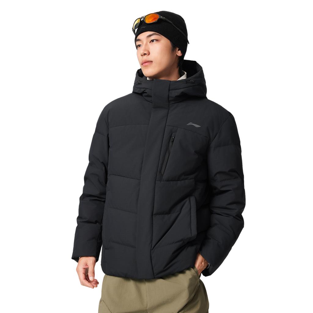 Li-Ning Fitness Series Warm Windproof Water-Resistant Hooded Down Jacket Men Jackets AYMV153-1