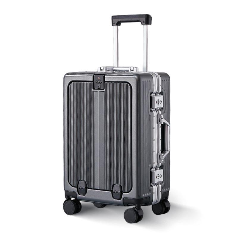 Yongsheng Women's Aluminum Frame Suitcase: 20-inch Anti-Fall Travel Case & 24-inch Front-Opening PC Trolley