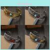 Style Oval Turquoise Bracelet With Vintage Two Tone Leaf Design For Women