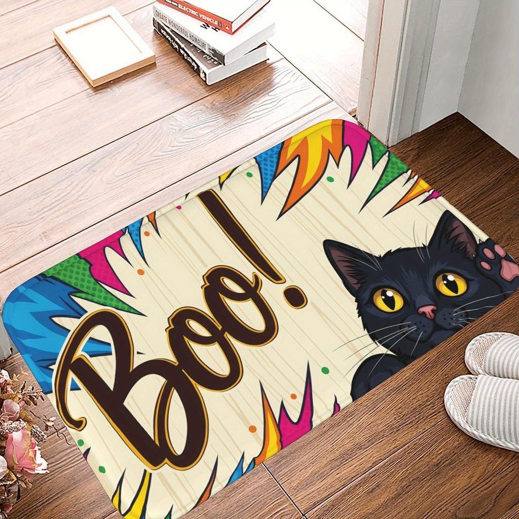 1PC Halloween Skull Crow Kitchen Rug Non-Slip Door Mat Pop Design Bathroom Rug Bath Mat Carpet for Home Sink Laundry Decor