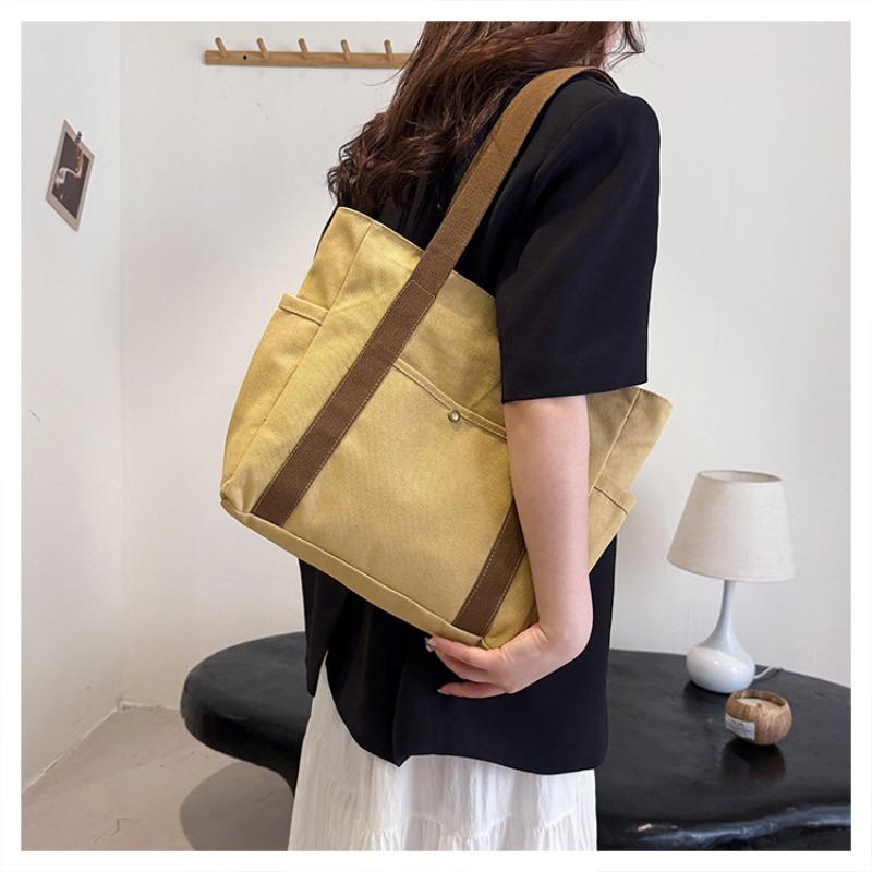 Large Capacity Tote Canvas Bag Work Commute High Aesthetic Versatile Artistic Student Book Shoulder Bag