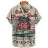 Camicia Nuova da Uomo Hawaiana Route 66 Street Classic Stampa 3D Manica Corta T-shirt Musica Rock Collo Revers Taglia Larga Uomo Top Vestiti Vintage